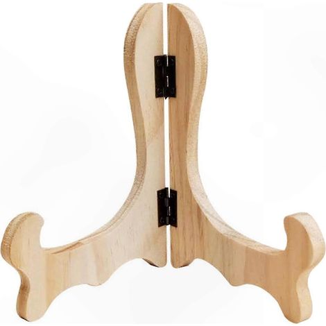 Présentoir chevalet pliable en bois fait main pour assiettes à gâteaux et thés - Décoration pour café (1/5)