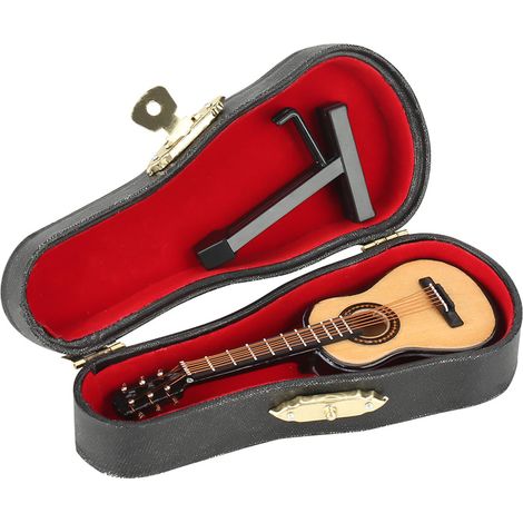 Mini guitare en bois modèle réduit musical décoratif artisanal pour maison (1/5)
