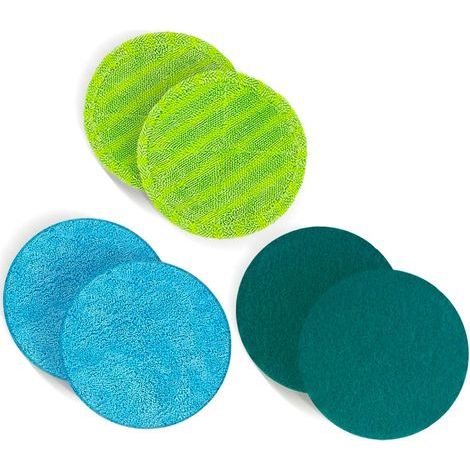 Juego de 6 almohadillas de repuesto universales de microfibra de 16 cm de diámetro, aptas para fregonas flotantes Hurricanes M30457, almohadillas de repuesto inalámbricas. (1/5)