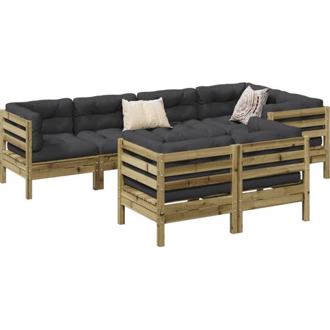 Set de sofás jardín 7 pzas con cojines madera pino impregnada vidaXL (1/5)
