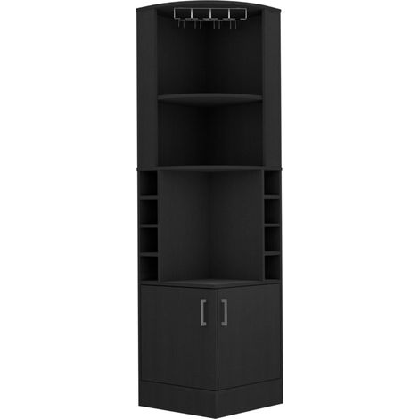 Mueble Bar Esquinero Kava Beijing con botelleros , 180.6 cm X 46.9 cm X 46.9 cm , Negro