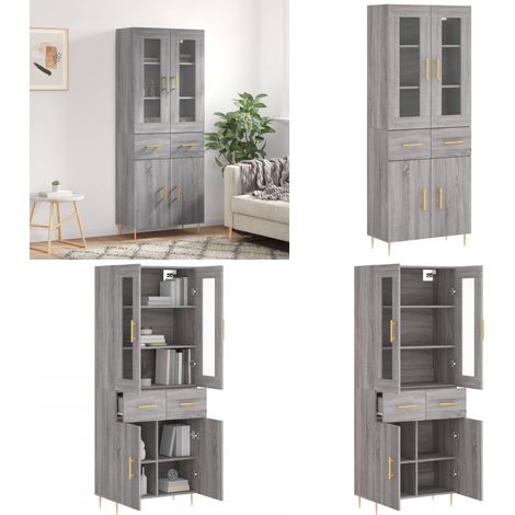 Buffet haut Sonoma gris 69,5x34x180 cm Bois d'ingénierie - Buffet Design - Meuble Rangement - Armoire Élégante - Mobilier Salon - Buffet Moderne - Home & Living (1/5)