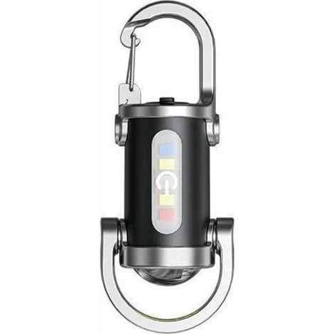 Mini lampe de poche porte-clés LED étanche avec batterie rechargeable intégrée et chargeur externe USB de type C pour randonnée et camping en plein air
