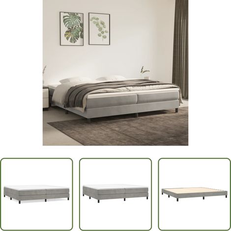 Samtbettgestell - Boxspringbettgestell Hellgrau 200x200 cm Samt (1/5)
