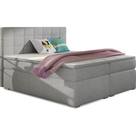 Lit chambre d'hôtel avec matelas tissu gris clair Alko-140x200 (1/5)