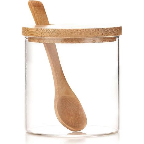 1 pot à épices, boîte de rangement pour épices, couvercle en verre, bol à sucre de 300 ml, récipient de rangement pour épices et poivre pour la cuisine et la maison (1/5)
