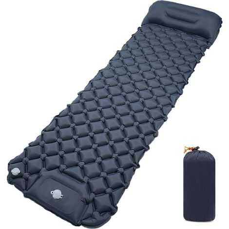 1 Pièce Tapis De Couchage De Camping Gonflable,Matelas De Camping Autogonflant,Ultraléger De Matelas Gonflable,Tapis de Couchage Ultraléger avec Pompe à Pied,pour Camping Voyage Tente(1 Place)