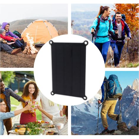 Panneau solaire monocristallin en silicium 10 W 5 V avec port USB pour la recharge de téléphones portables en extérieur (1/5)