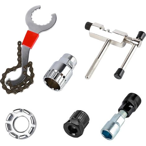 Ce kit d'outils de réparation de vélo multifonctionnel comprend un démonte-chaîne, un démonte-roue libre et une clé pour démonter le pédalier. (1/5)