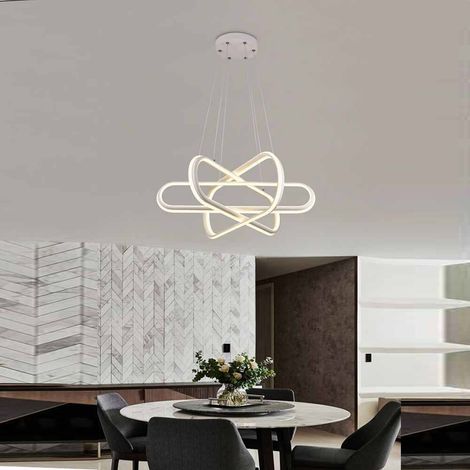 Lampadario led moderno bianco lampada soggiorno a sospensione 94 watt luce calda 3000k (1/3)