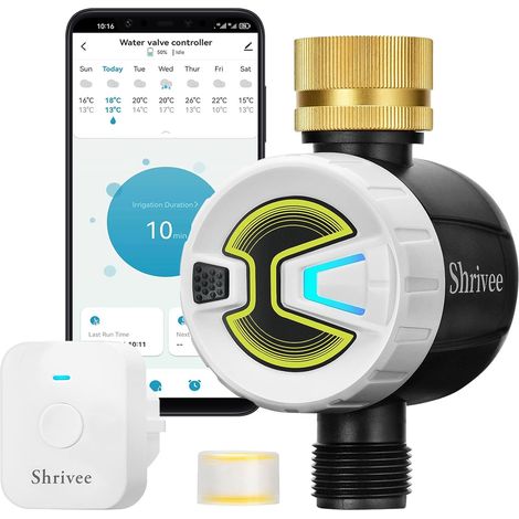 Ordinateur d'arrosage WLAN avec entrée d'eau en Laiton, contrôle APP Via WLAN 2,4 GHz et Bluetooth, retardateur de précipitations, Ordinateur d'arrosage Manuel/Automatique (1/5)