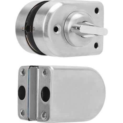 Serrure à double porte coulissante à pression avec contrôle d'accès pour porte vitrée de bureau, en acier inoxydable et 3 clés (1/5)