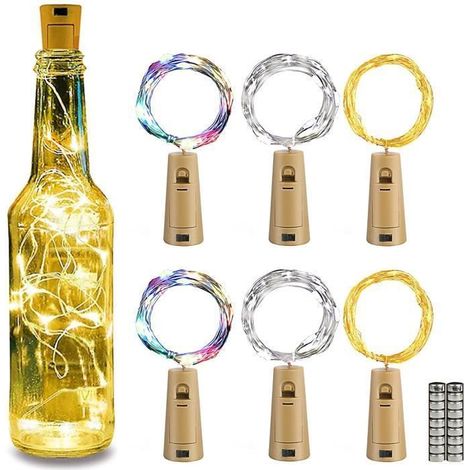 6 pcs guirlandes lumineuses, 2 m avec 20 LED, lumière blanche chaude, fil de cuivre, décoration intérieure et événements festifs