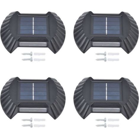 Applique Murale Solaire - 4 Unités - 8 LED - Résistante Aux Intempéries - Blanc