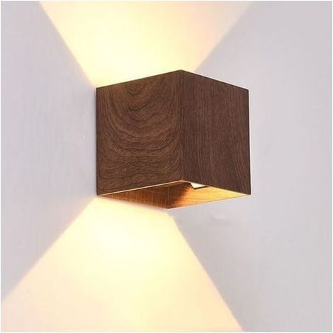 Applique murale LED en bois 8 W avec éclairage bidirectionnel (vers le haut et vers le bas), température de couleur 3 000 K, veilleuse moderne pour intérieur, idéale pour salon, chambre, coulo (1/5)