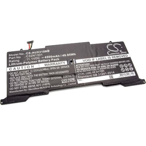 vhbw Akku kompatibel mit Asus ZenBook UX31LA-C4048H, UX31LA-2A, UX31LA-C4018H, UX31LA-C4026H, UX31LA-C4078H Notebook (4500 mAh, 11,1 V, Li-Polymer)