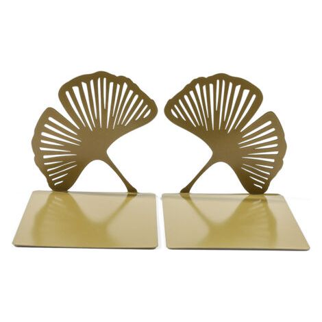 QORVA-Support de livre en forme de L en forme de feuille de ginkgo, support de livre pliable en métal, support de livre de bureau, serre-livres créatif, pince à livre, rangement de bureau