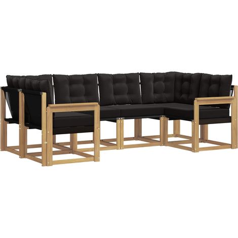 Outdoor Sofa Set with Cushion 6 pcs White and Black vidaXL