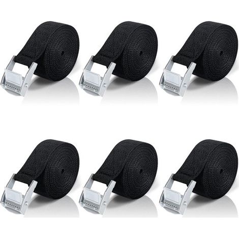 Correas de trinquete cortas - 2 m, 6 unidades para bicicleta, coche y camping (1/5)