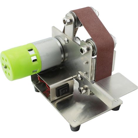 Elektrischer Mini-Bandschleifer zum Schleifen, Polieren und Entgraten, 7 variable Geschwindigkeiten, 10 Schleifbänder, AU-Stecker, 30-mm-Band, silberfarben