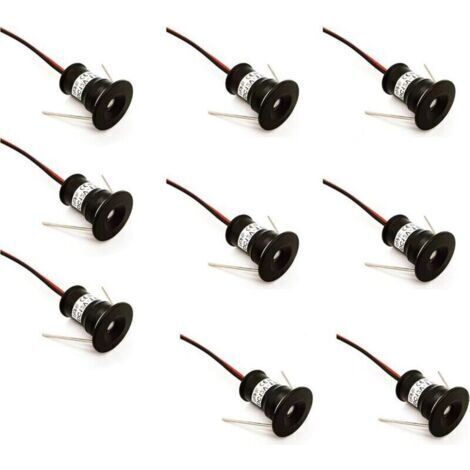 Black 9 Pack Mini LED Spotlights 12V 1W Recessed Ceiling Spotlights for Kitchen Stairwell Cabinet Hallway DIY Lighting Warm White Cool White Showcase Wardrobe Small Ceiling IP65,3000,000,120° (1/4)