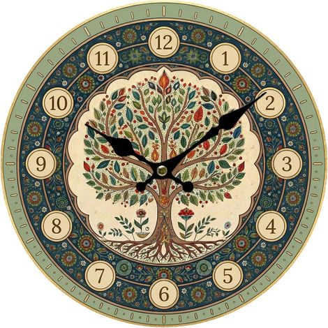 Orologio da parete Albero della Vita verde salvia 34 cm (1/5)