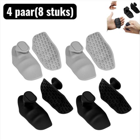 Lot de 8 poignées antidérapantes en silicone pour haltères avec protège mains contre callosités et ampoules pour musculation noir et gris (1/5)