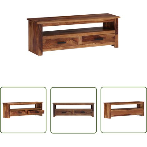 The Living Store TV-Schrank 118x30x40 cm Massivholz - Fernsehschränkchen - Holzmöbel - Massivholzmöbel - TV-Sideboard - Wohnzimmermöbel (1/5)