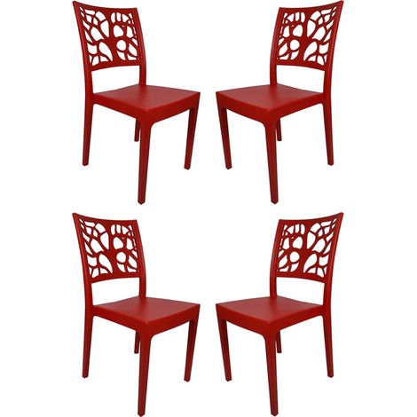 Sedia da bar cucina in polipropilene impilabile TETI rosso Set 4 (1/2)