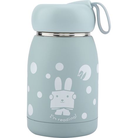 Gourde isotherme en acier inoxydable bleu avec motif lapin mignon, tasse thermos, bouteille d'eau 500ml pour boissons chaudes et froides