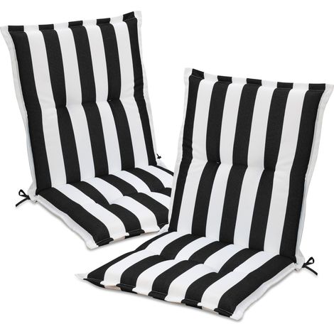 Aoodor Outdoor Low Back Chair Cushions, 100x50x6 cm Fade-Resistant Patio Cushions for Dining Chairs, Set of 2 for Deck & Porch Chairs-black