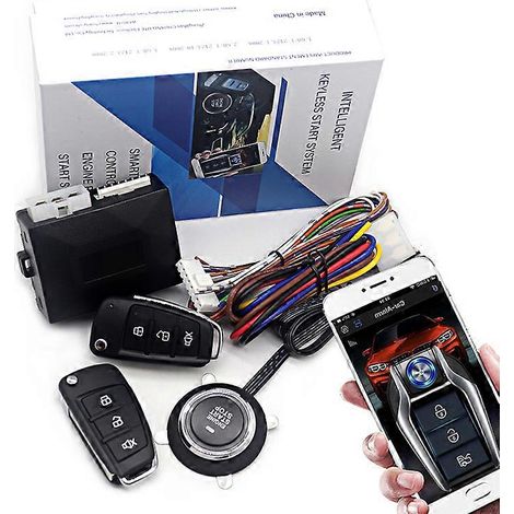Universelle Autoalarmanlage mit automatischer Start-Stopp-Funktion, Fernbedienung für die Motorzündung, schlüsselloses Startsystem per Knopfdruck, Autozubehör (1/5)