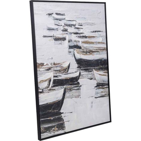 Cuadro pintado a mano con marco de madera negro 83x4x123h cm (1/5)