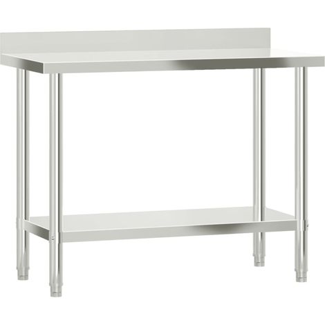 Kitchen Work Table with Backsplash 110x55x93 cm Stainless Steel vidaXL