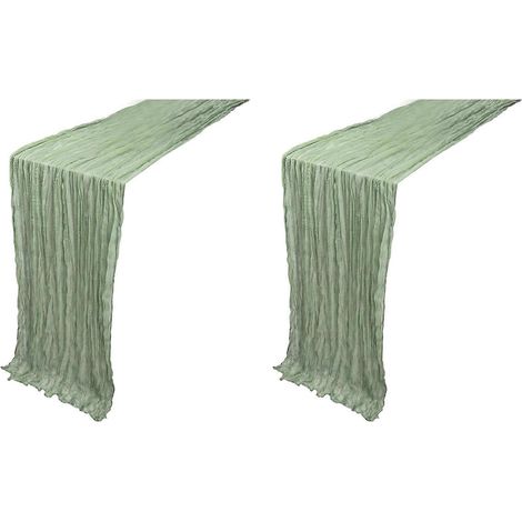Chemin de table bohème en gaze, style rustique et transparent, 90 x 400 cm, idéal pour la décoration de table de mariage ou de baby shower. (1/5)