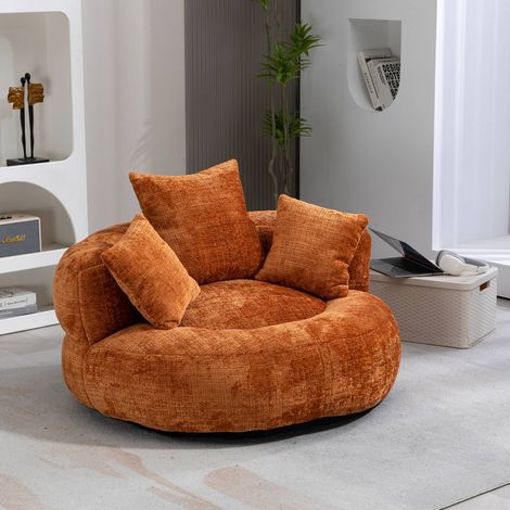 Canapé lounge dossier haut 3 coussins intérieur extérieur beige orange – canapé détente salon (1/5)