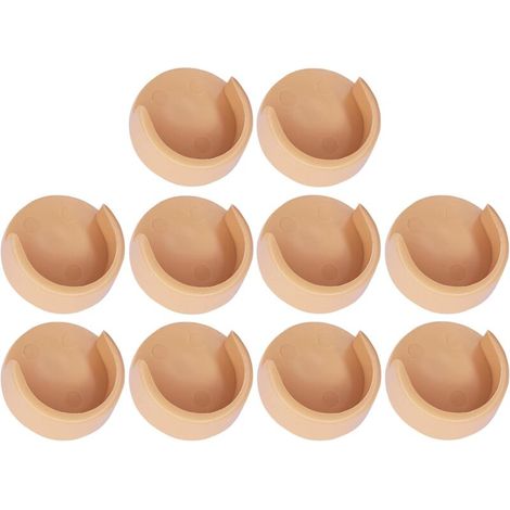 10x Support de tringle rond Ø 25mm en plastique Tube Barre Penderie Dressing Armoire Placard Montage Mural, marron clair (1/4)