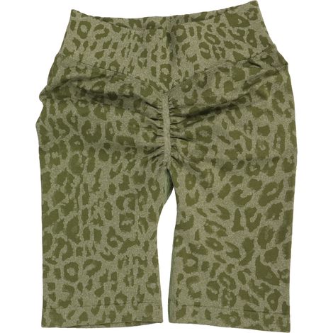 Short de yoga taille haute effet liftant, imprimé léopard, bande large, short de cyclisme sportif pour course S (1/5)