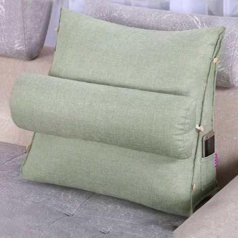 Coussin de lecture et de télévision, coussin lombaire triangulaire réglable en hauteur et doté de poches (1/4)