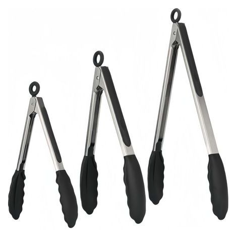 Juego de 3 pinzas de cocina de acero inoxidable, pinzas para parrilla y barbacoa. (1/5)