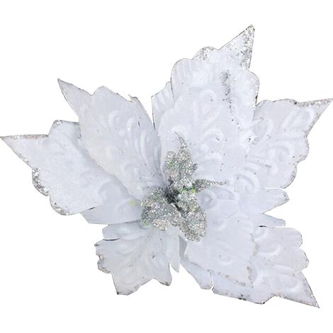Ornement de fleurs artificielles blanches, fausses exquises et durables pour décoration de couronne d'arbre de noël, 28x28cm (1/5)