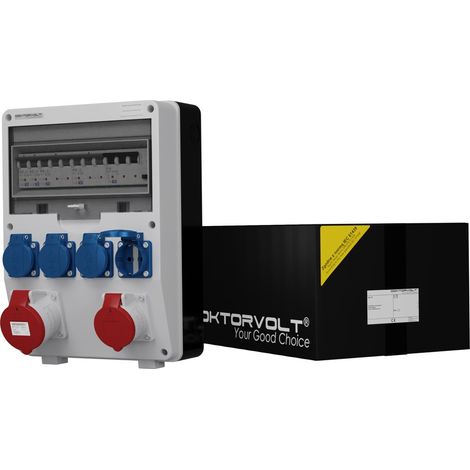 Tableau électrique de chantier 16 A, 32 A, 4 x 230 V, protégé par un disjoncteur Doktorvolt TD-S/FI DV-6442-D (1/5)