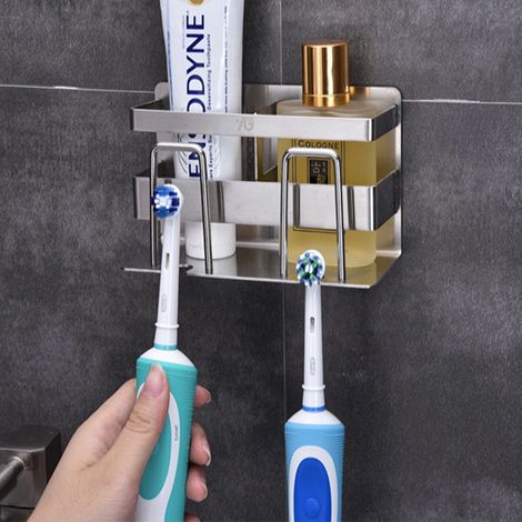1 porte-brosse à dents mural créatif en acier inoxydable pour salle de bain