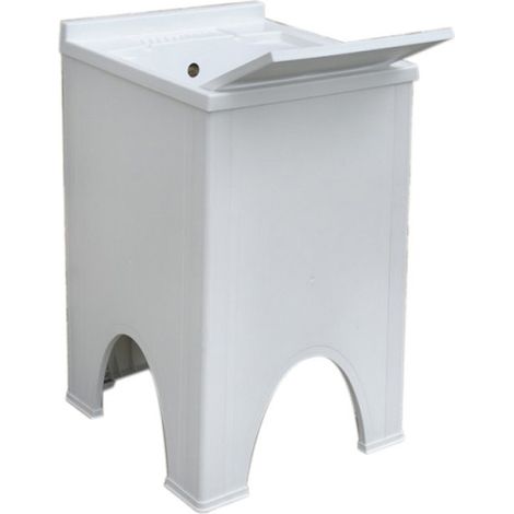Mobile Lavatoio 50 x 50 H80 cm - Anche Per Uso Esterno - Installazione A Terra - Colore Bianco - In Resina