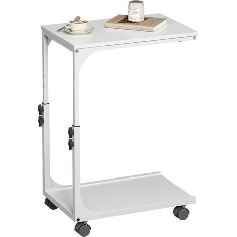 White Adjustable C-Table on Lockable Castors 45 x 29.8 x 61 cm (1/5)