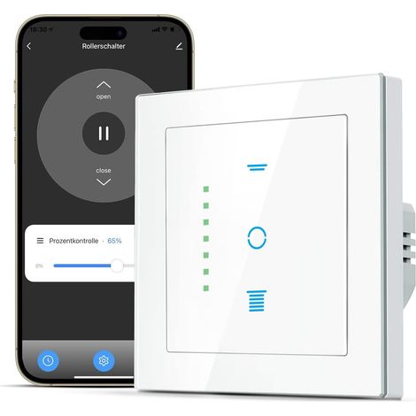 Interrupteur Volet Roulant Connecté conception compacte nécessite un fil neutre compatible avec et Contrôle de Pourcentage Commande Vocale et Contrôle à Distance (1/5)