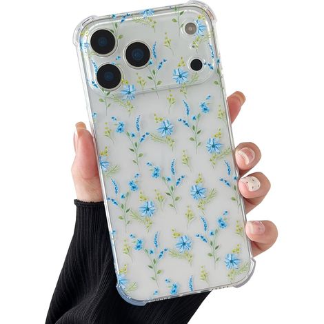 Coque pour iPhone 18 Pro,Motif Floral,Bleues Fleurs (1/5)