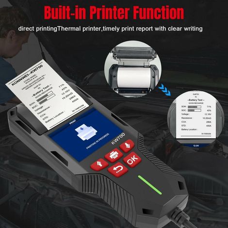 Comprobador de baterías EM de 6V/12V/24V Konnwei con impresora