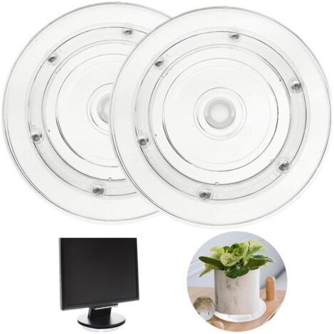 2 Pièces Plateau Tournant, 15cm Plateau Tournant Universel à 360° Supporte, Transparent Plateau Pivotant Rond Plateau Tournant Manuel avec Roulements à Billes en Acier pour TV Ordinateur Artisa (1/5)
