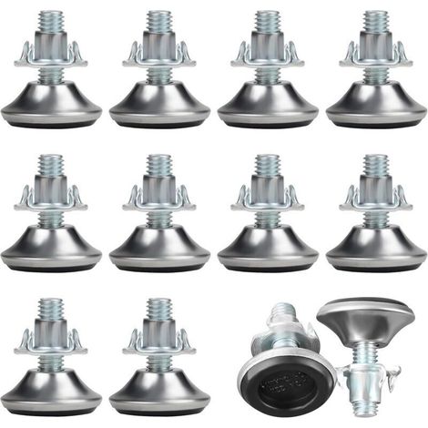 12 Pcs Pied Reglable pour Meuble M8 x 30 mm - Pied Verin Reglable Moyen avec Patin Polypropylène et Écrou en T - Patin Réglable pour Pieds de Table. Chaise. Canapé & Lit (1/4)